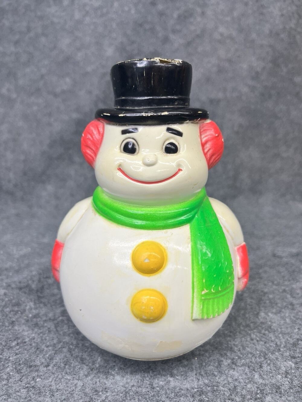 Vintage Sani Babe Kiddie Products Snowman Musical Roly Poly Chime Toy 60s Japan